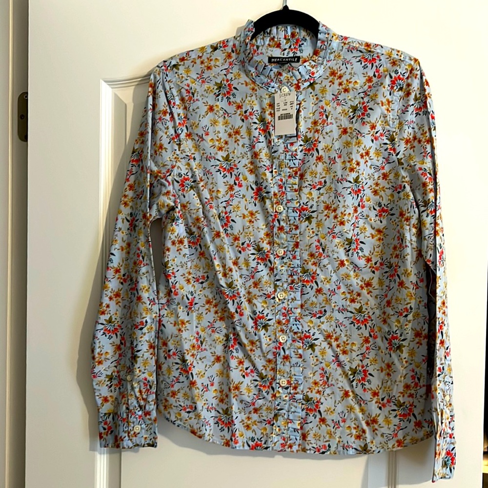 BOGO JCrew Light Blue Floral Blouse